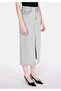 Slim Fit Straight Zippered Women's Gray Skirt - 4
