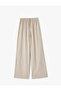 Viscose Blended Waist Lace up Striped Wide Leg Trousers - 3