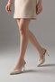 Women's Stiletto Pointed Toe Open Back Knitted Pattern Strap Classic Heeled Shoes Vigesa Ecru - 4