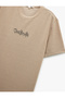 Slogan Printed Short Sleeve Pique Fabric Crew Neck Slim Fit T-Shirt - 5