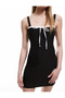 Contrast Lace-Up Sweetheart Neck Back Detail Tight Fit Bodycon Strap Mini Dress