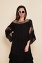 Women's Bohemian Lace Detail Embroidered Black Italian Long Evening Dress - 4