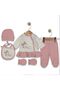 Newborn Baby Girl 0-3 Months Etekeri̇ Ruffled Appliqued Patterned 5-Piece Hospital Release Zibin Set - 2