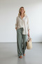 Women's Light Khaki Tencel Wide Leg Pants