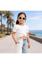 Girl's Denim Shorts Double Color Ice Blue - Blue - 2