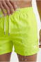 Men's Neon Green Solid Color Mini Length Swimsuit Swim Shorts with Two Side Pockets