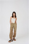 Elasticized Parachute Trousers with Adjustable Waist and Leg Legs Beige - 5