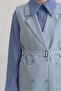 Belted Blazer Basic Vest Light Blue - 3