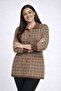 Women's Front Button Double Pocketed Patterned Glittery Plus Size Cardigan - 3