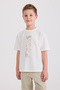 Boy's Printed Ecru T-Shirt - 6