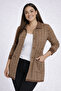 Women's Front Button Double Pocketed Patterned Glittery Plus Size Cardigan - 2