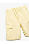 Cotton Basic Parachute Shorts with Lace-Up Waist and Pocket Detail - 3
