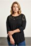 Plus Size Crew Neck Tulle Detailed Fakir Sleeve Blouse 303026 - 2