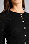 Regular Fit Crew Neck Sequin Detailed Openwork Basic Cardigan H3795Ax26Sp - 4