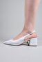 Tuln Laser Open Back Heeled Shoes White - 4