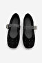 Women's Blunt Toe Buckle Studded Ballerinas Velona Black Suede - 7