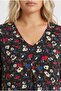 Plus Size Long Sleeve V Neck Front Pleated Floral Print Blouse 303720 - 5