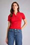 Slim Fit Polo Collar Ribbed Camisole T-Shirt C6249Ax26Sp - 3