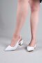 Tuln Laser Open Back Heeled Shoes White - 5