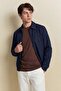 Regular Fit Shirt Collar Zippered Cotton Coat F8518Ax26Sp