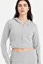 Hooded Crop Ribbed Basic Cardigan with Gathered Side Detail G9425Ax26Sp - 4
