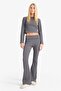 Fitted Crew Neck Corded Fabric Ribbed Knit Long Sleeve T-Shirt G2958Ax25Wn - 2