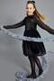 New Year's Themed 2-Piece Set Long Sleeve Tulle Blouse Velvet Strap Dress Girls G5387A825Wn