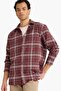 100% Cotton Regular Fit Polo Collar Flannel Long Sleeve Shirt G5378Ax25Wn