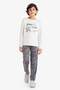 Thermal Pajamas Set Printed Long Sleeve Top Long Bottom Boy's F3349A825Wn
