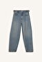 Carpenter Fit High Waist Long Leg Long Jean Look Snow Washed Trousers E7782Ax25Au - 7
