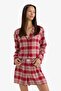 Regular Fit Flannel Checkered Shorts Pajama Bottoms F3675Ax25Wn - 4