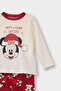 100% Cotton Regular Fit Disney Mickey & Minnie Elastic Waist Long Sleeve Red Pajama Set Girls B - 4