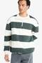 Boxy Fit Mock Neck Half Zipper Striped Sweatshirt F4640Ax25Au - 4