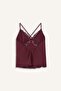 Regular Fit V Neck Lace Detailed Suspender Satin Top G1670Ax25Au - 5