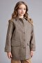 Jacket with Collar and Buttons, Checkered Cashmere Coat for Girls G2580A825Wn - 4