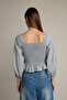 Boat Neck Bow Detail Striped Long Sleeve Blouse G5001Ax25Wn - 5