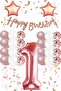 Rose Gold Concept 1St Birthday Celebration Set; White Gold Confetti Balloon, Number Star Foil and B - 2