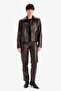 Straight Fit Pocketed Short Leg Ankle Length Leather Pants G1274Ax25Au