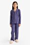 100% Cotton Relax Fit Patterned Elastic Waist Pajama Set for Girls F7285A825AU - 2