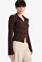Fitted Polo Neck Ribbed Camisole Cardigan G3057Ax25Wn - 3