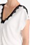 Regular Fit V Neck Satin Short Sleeve Shirt G4407Ax25Au - 5