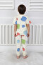 Boy's Game Blocks Patterned Short Sleeve Summer Pajama Set 100% Cotton Single Jersey Combed Cotton - 2