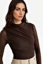 Slim Fit Tight Fit Tulle Long Sleeve Snap Closure Bodysuit G3075Ax25Au
