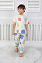 Boy's Game Blocks Patterned Short Sleeve Summer Pajama Set 100% Cotton Single Jersey Combed Cotton - 3