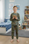 Vintage Airplane Patterned 100% Cotton Single Jersey Combed Fabric Long Sleeve Boys' Pajama Set - 3