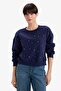 سويت شيرت سميك مطرز برقبة دائرية وقصة فضفاضة G2153AX25WN - 3