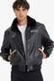 Regular Fit Plush Collar Knit Detail Faux Leather Pilot Jacket with Inner Pockets F5137AX25WN