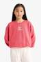 Oversize Wide Fit Crew Neck Printed Sweatshirt for Girls G2460A825Wn - 6