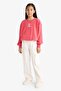 Oversize Wide Fit Crew Neck Printed Sweatshirt for Girls G2460A825Wn - 5