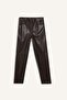 Straight Fit Pocketed Short Leg Ankle Length Leather Pants G1274Ax25Au - 7